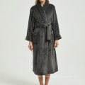 Women long fleece robes cozy Flannel bathrobe